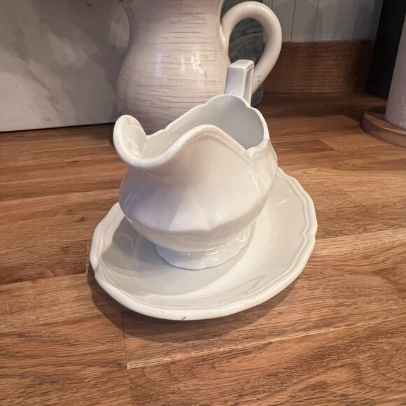 Vtg Royal Staffordshire Heirloom Ironstone Gravy Boat & Underplate By Meakin J&G - Picture 7 of 13